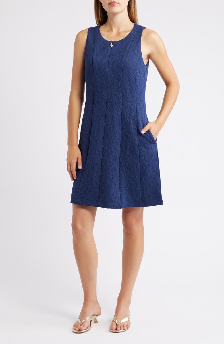 Tommy Bahama Darcy Jacquard Sleeveless Fit & Flare Dress, Main, color, Coastline