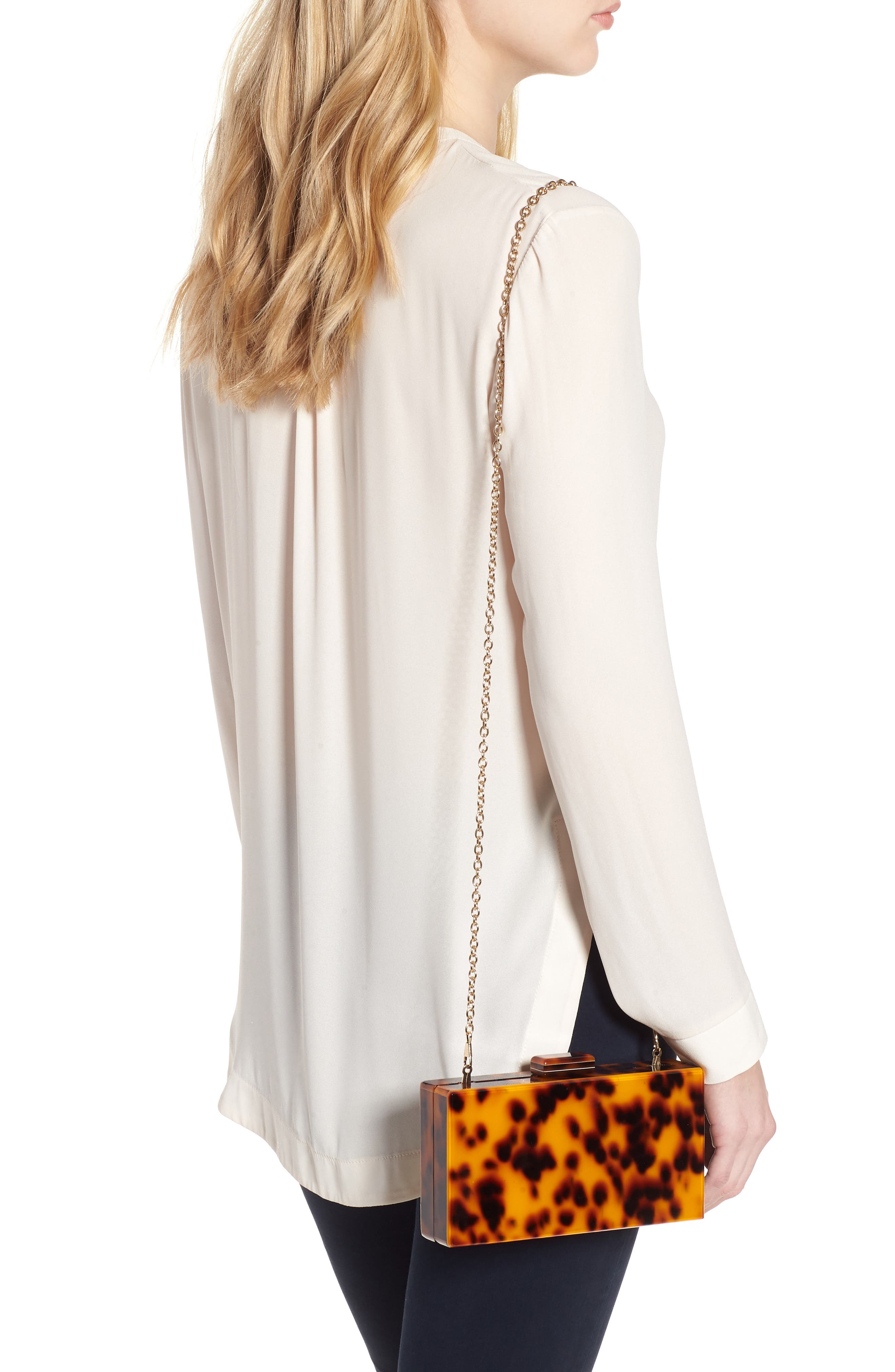 Like Dreams Pia Faux Tortoiseshell Box Clutch, Alternate, color, 