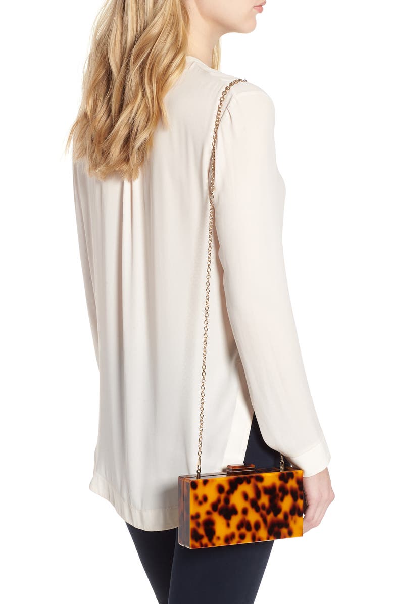 Like Dreams Pia Faux Tortoiseshell Box Clutch, Alternate, color,