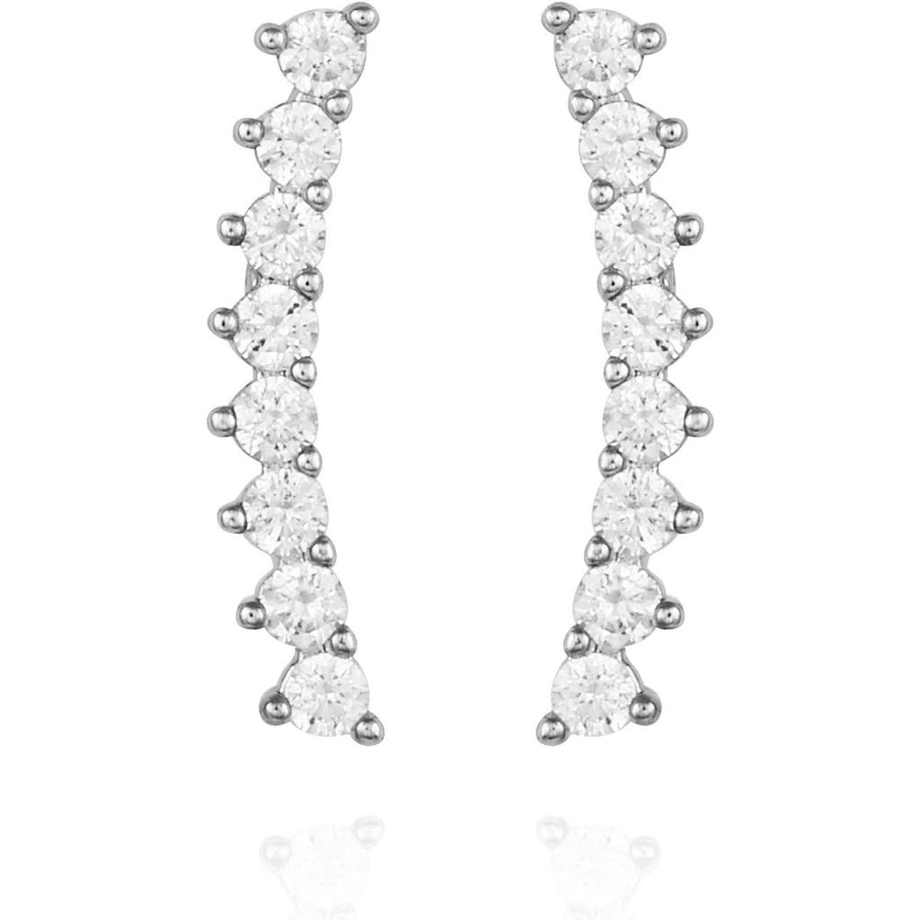Vince Camuto Cubic Zirconia Climber Earrings In White
