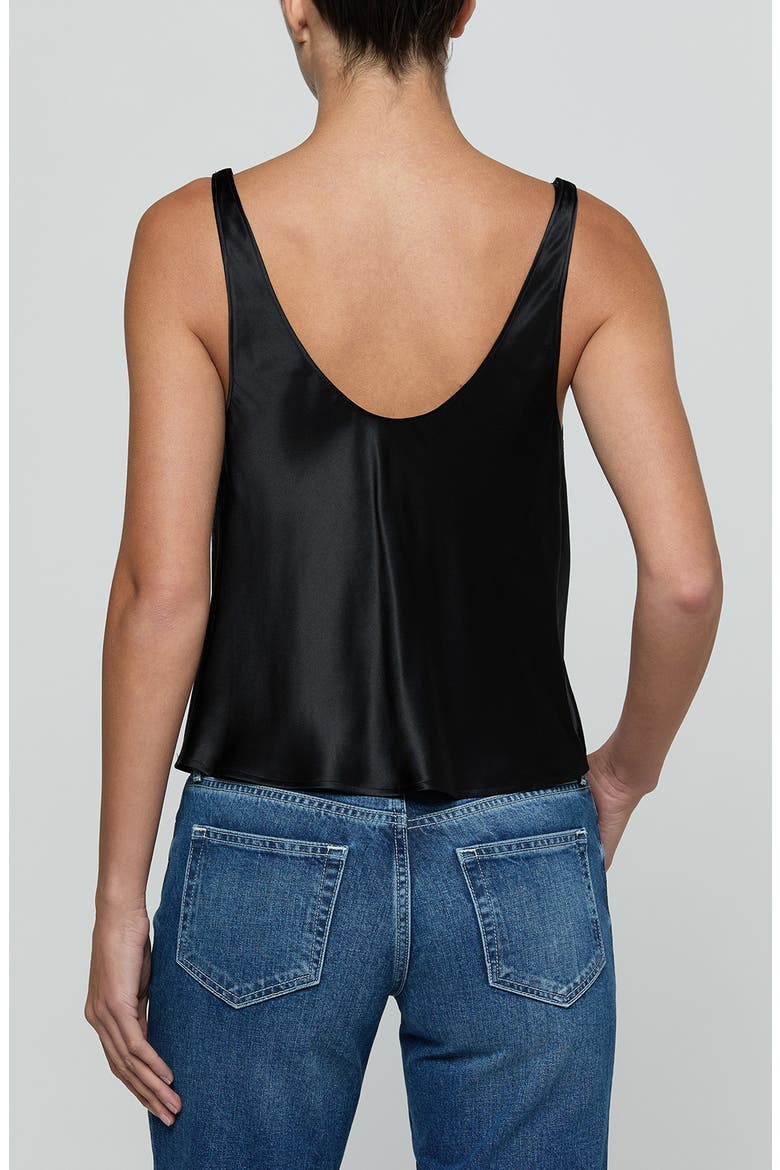 Evadne Cowl Neck Silk Tank, Alternate, color, BLACK