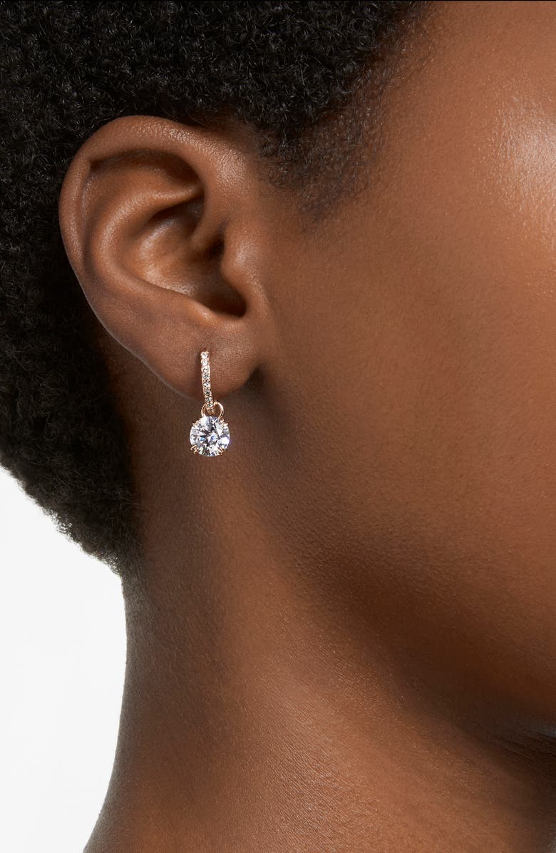 Swarovski Stilla Huggie Hoop Earrings, Alternate, color, Rose Gold