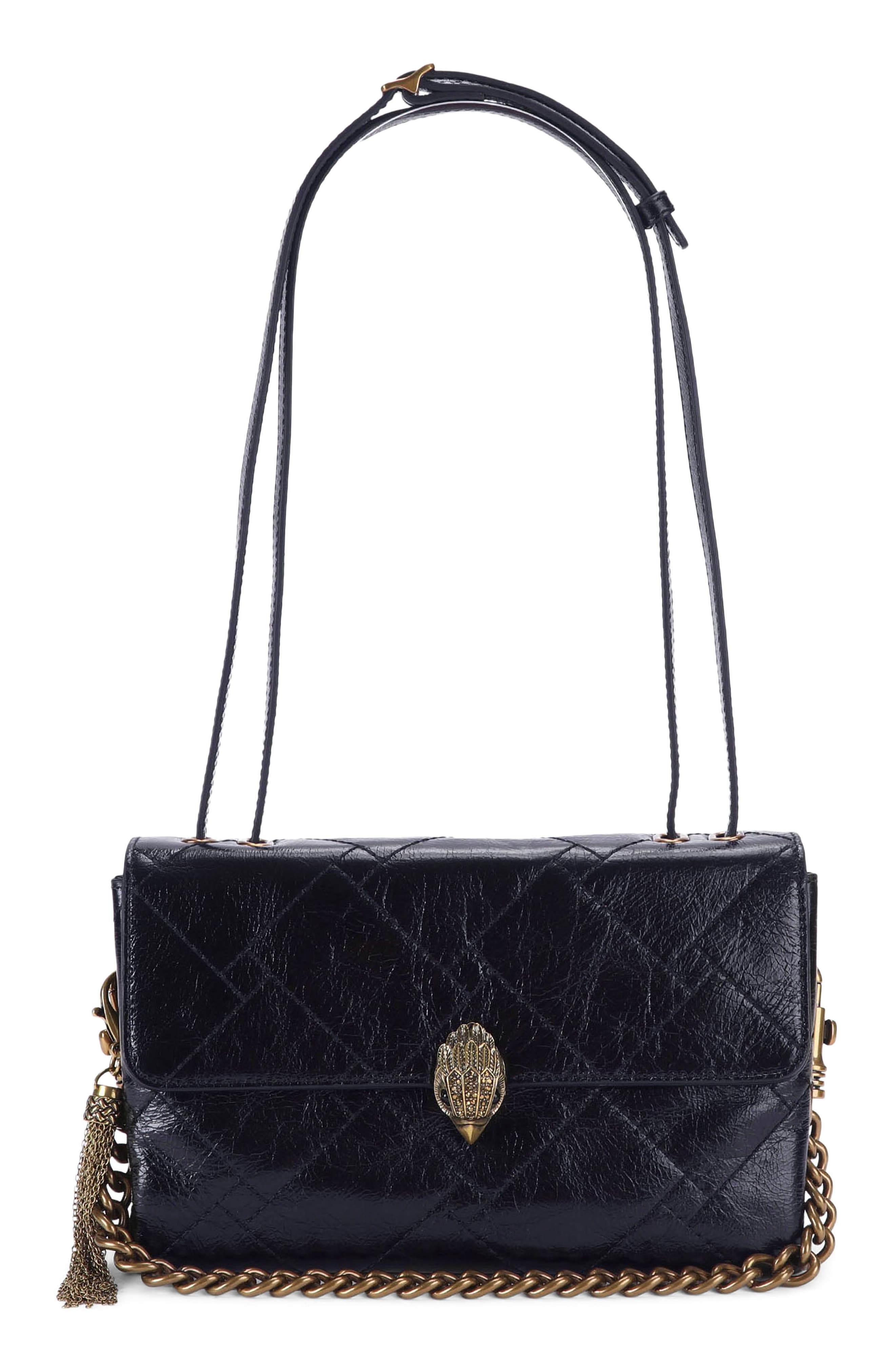 Celia Leather Flap Shoulder Bag, Main, color, NAVY