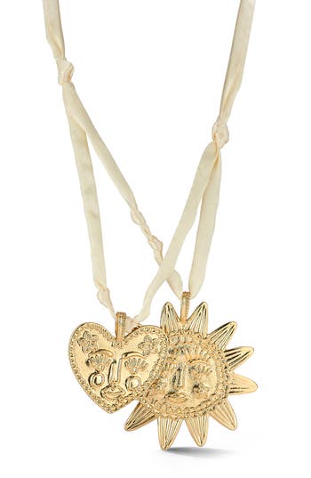 Sphera Milano Sun & Heart Pendant Layered Necklace