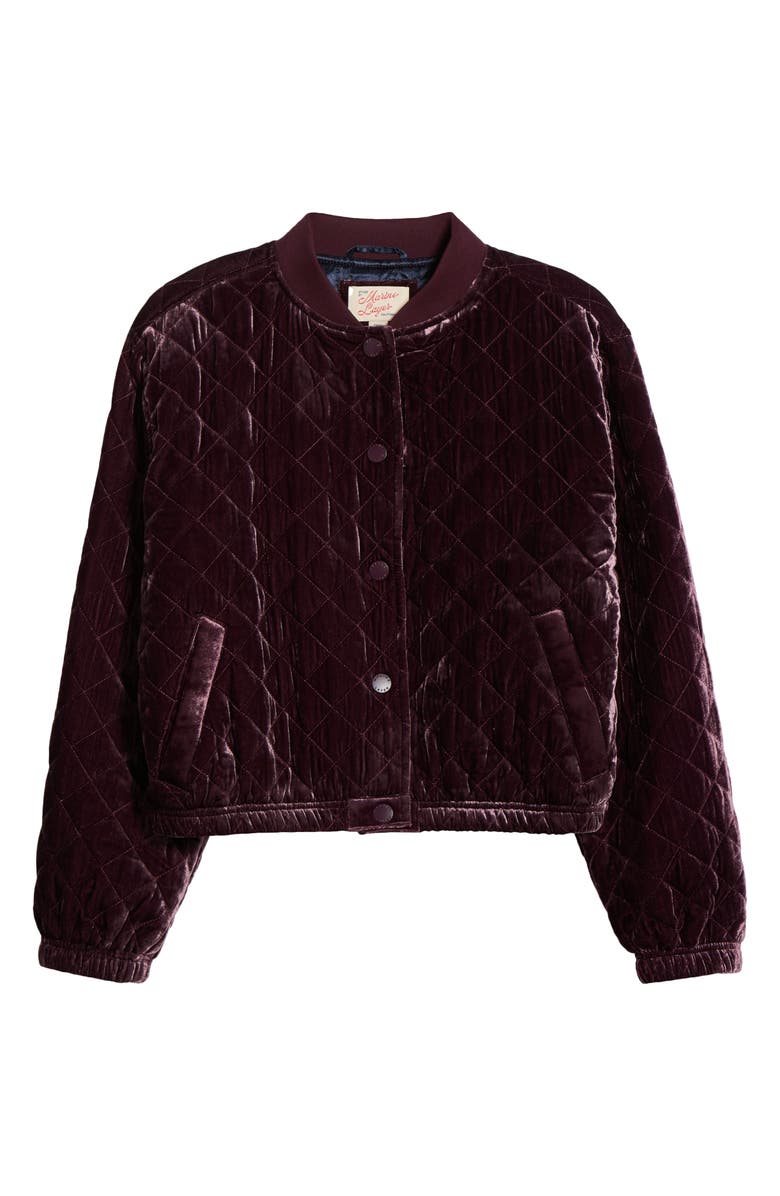 Marine Layer Anita Velvet Quilted Bomber Jacket, Alternate, color, Fig