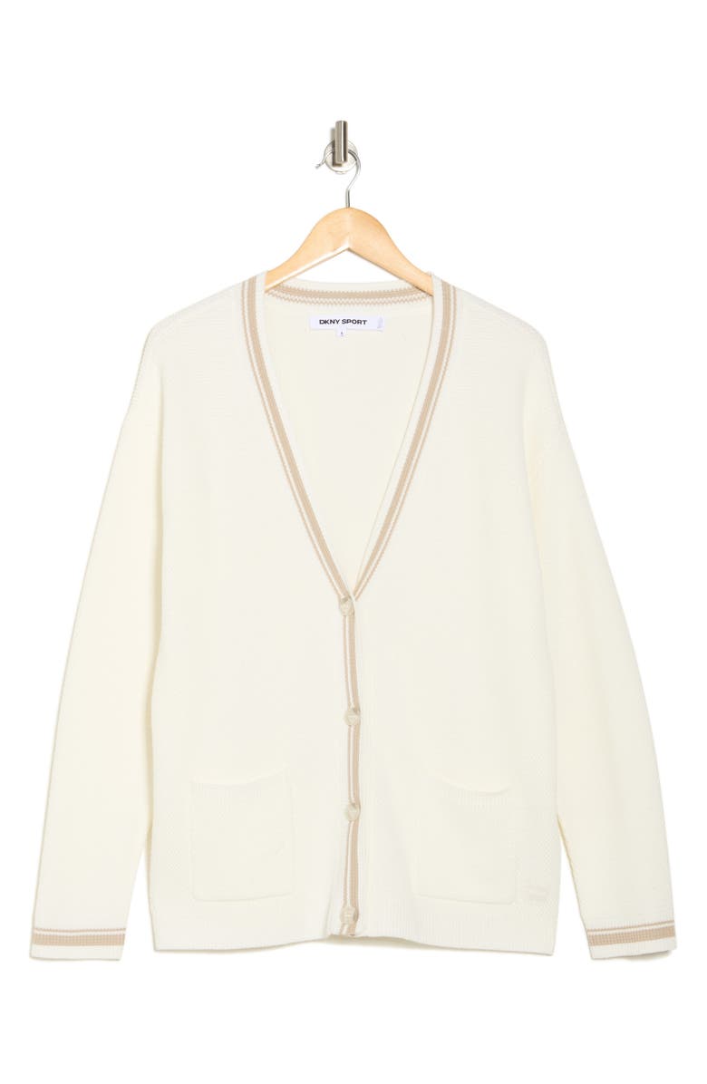 DKNY Logo Patch Court Cardigan, Alternate, color,