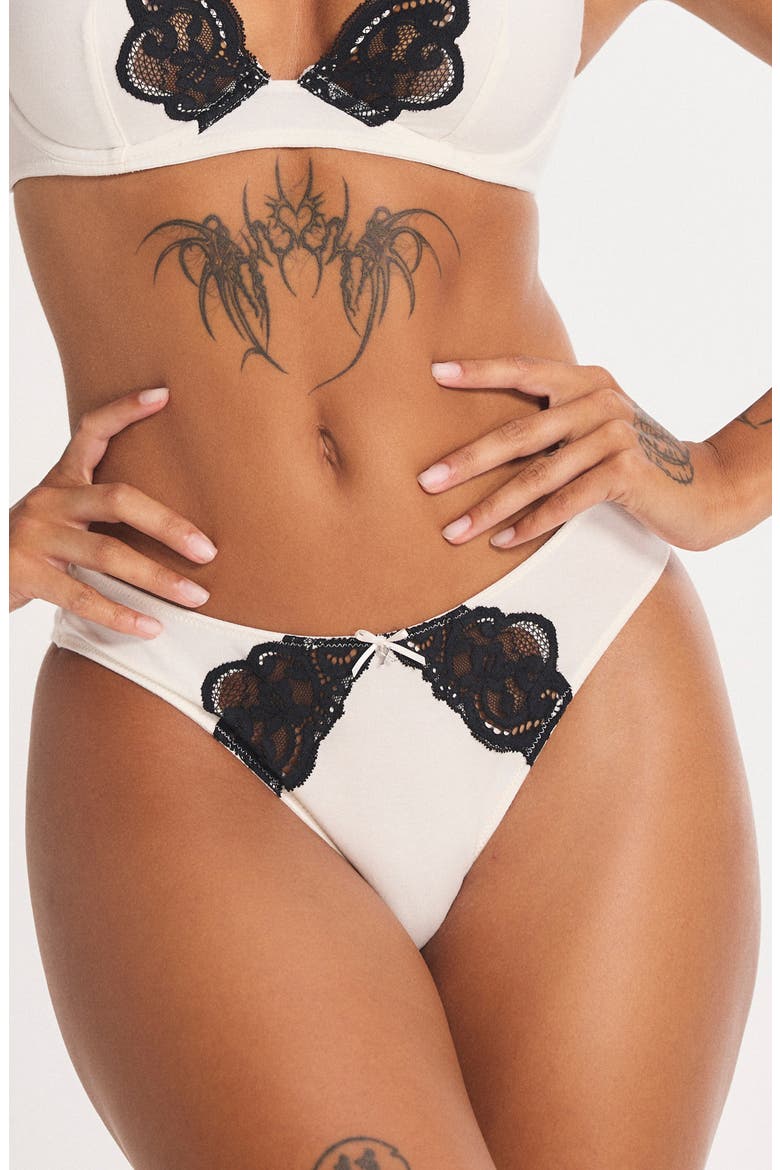 Swirly Girly Cheeky Briefs, Main, color, WHITE TEA/ BLACK CAVIAR