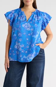 SUGARLIPS Selma Floral Ruffle Cotton Top
