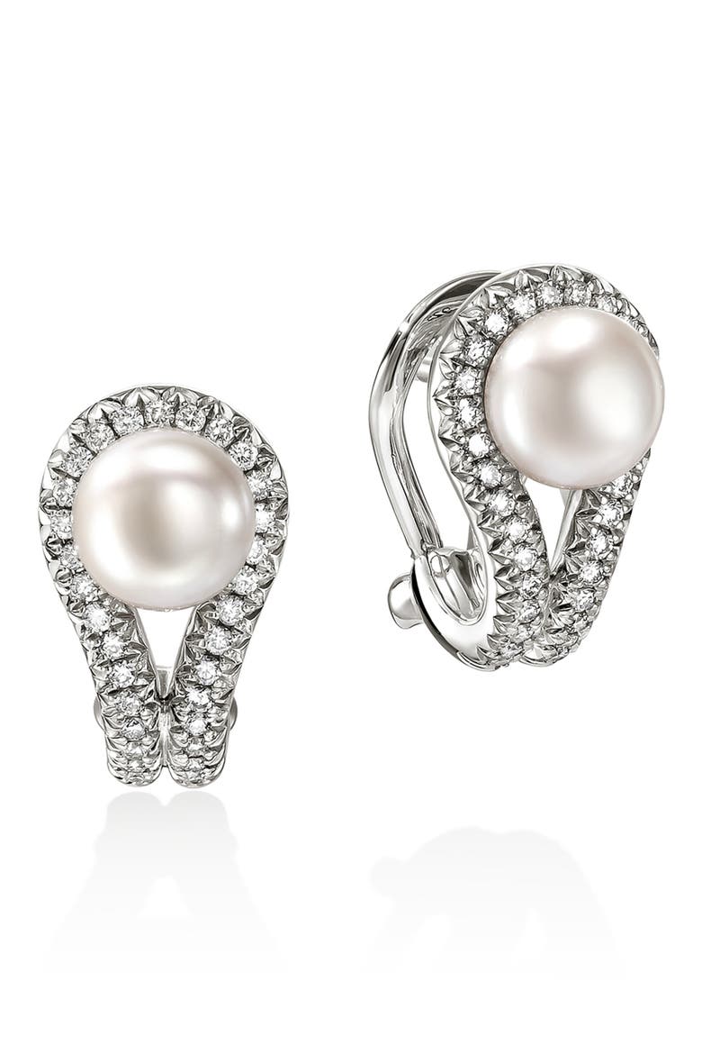 Surf Silver & Diamond Earrings, Main, color, SILVER