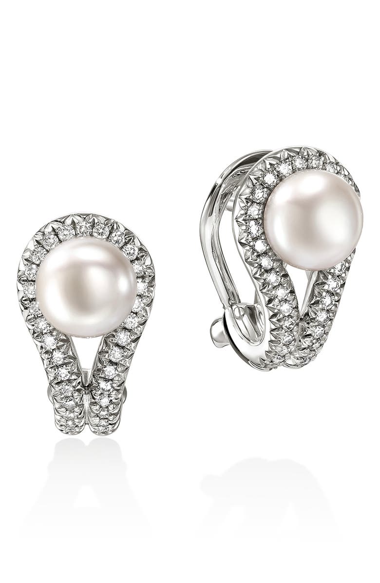 John Hardy Surf Silver & Diamond Earrings, Main, color, Silver