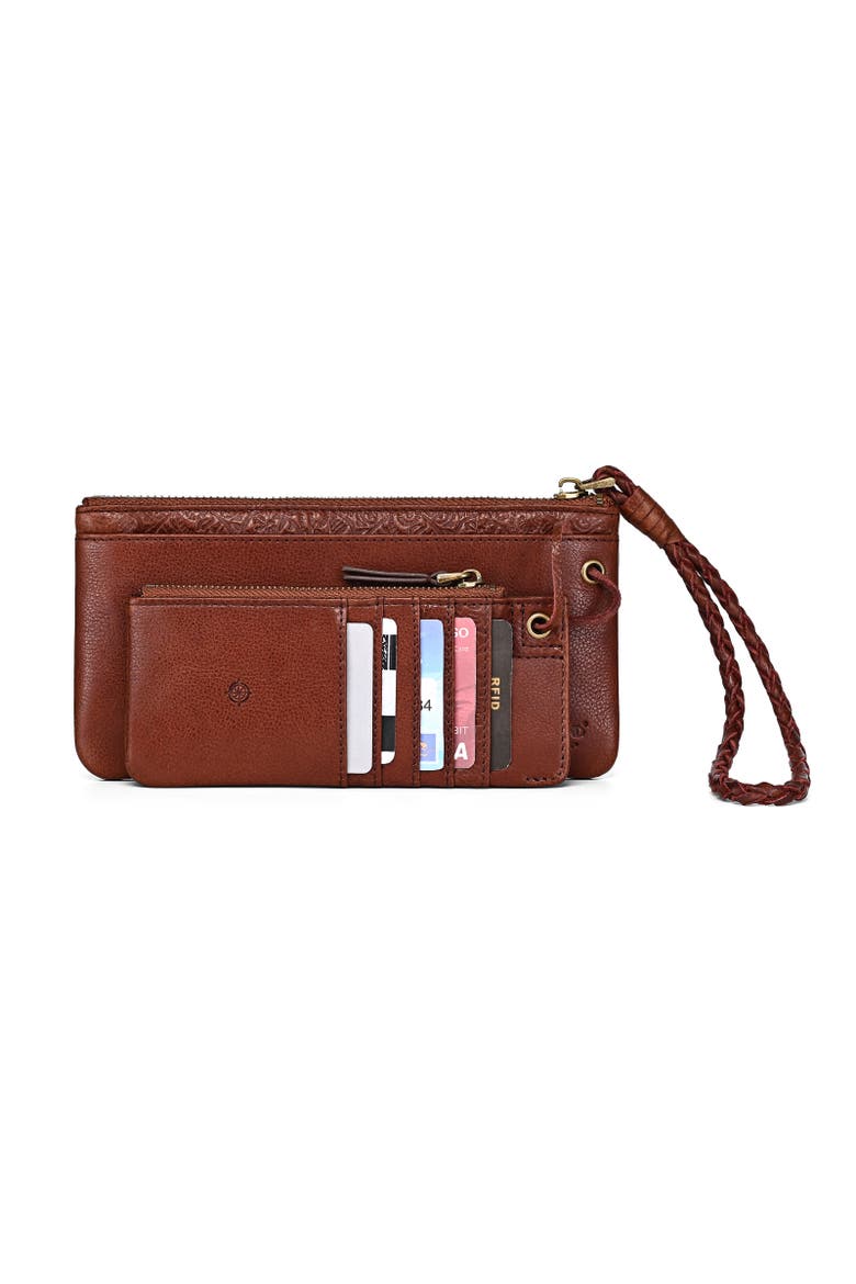 Marigold Genuine Leather Modular RFID Zip Wallet, Alternate, color, Brown