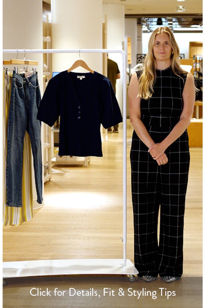 Puff-Sleeve Henley Knit Top video
