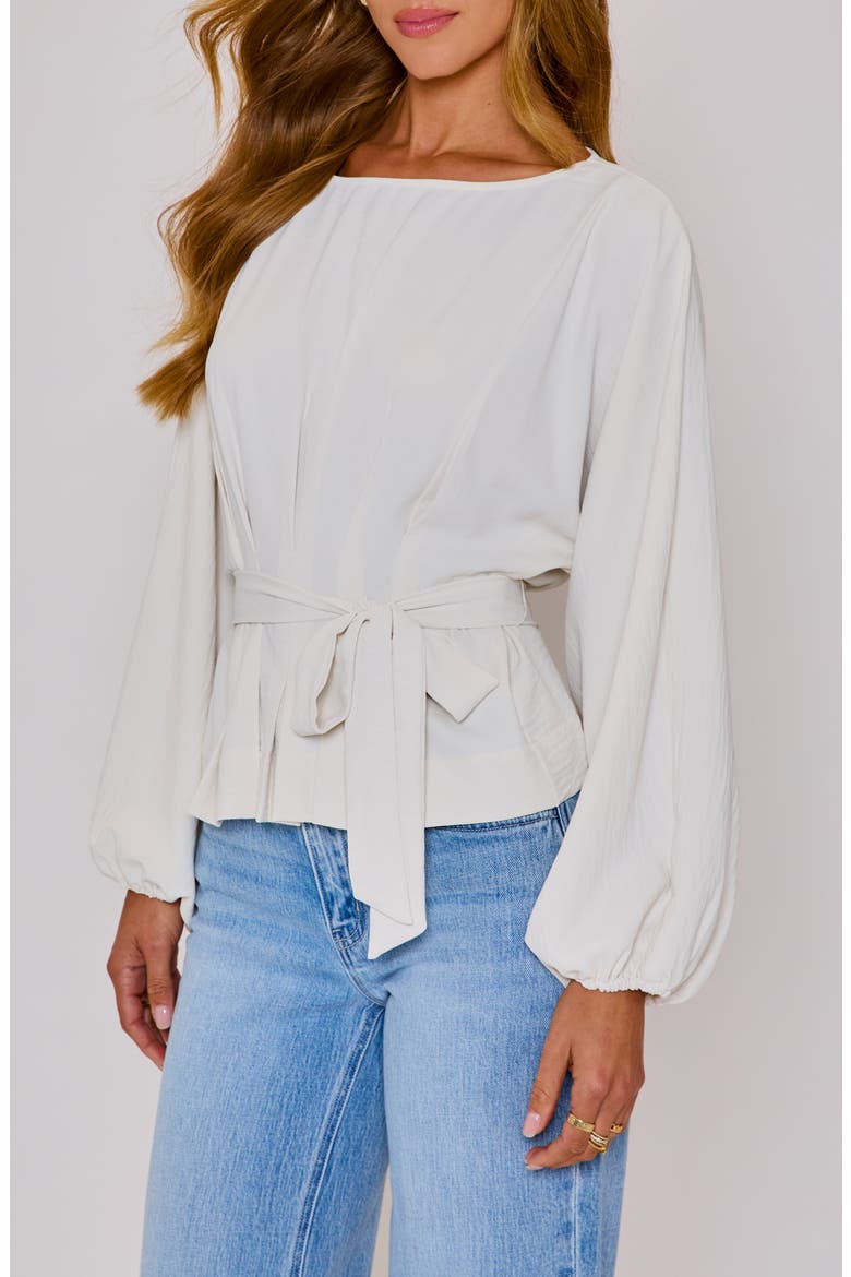 Lydia Tie Waist Top, Alternate, color, CREAM