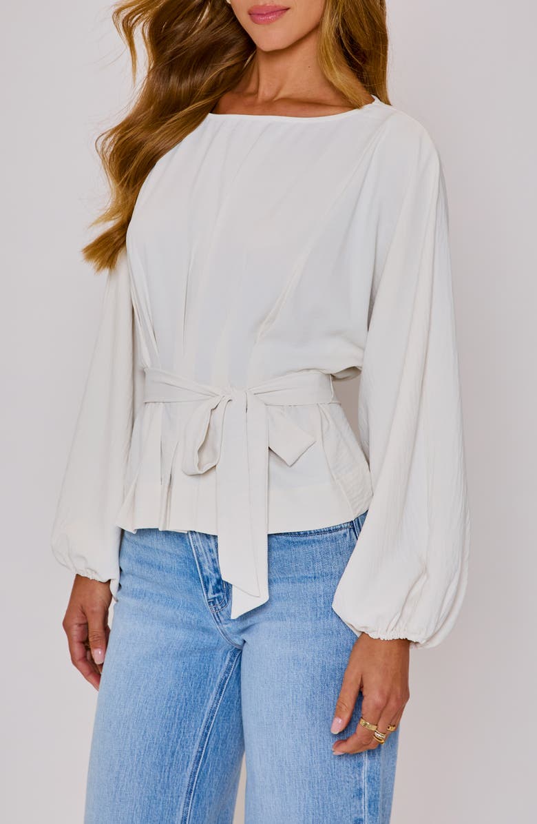 VICI Collection Lydia Tie Waist Top, Alternate, color, Cream