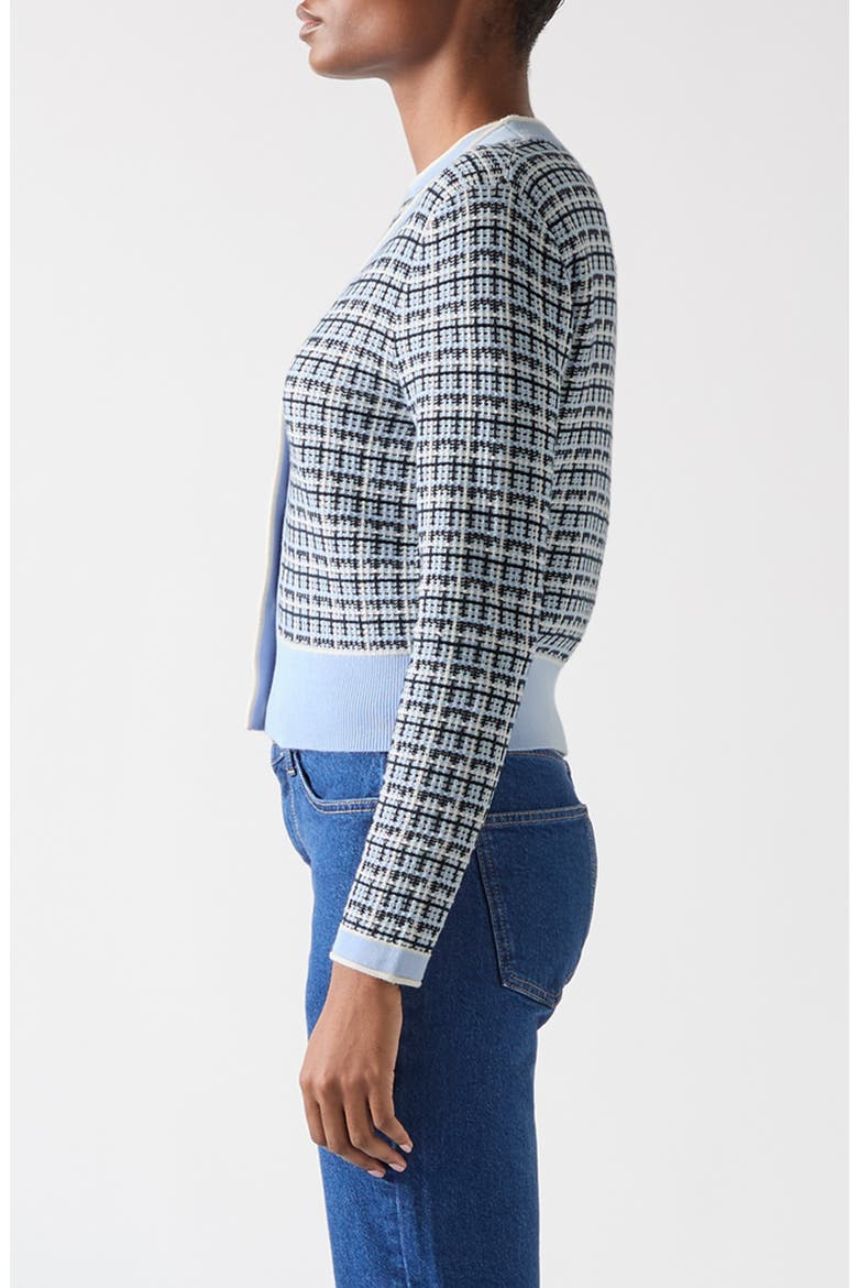 Honey Plaid Cotton Crop Cardigan, Alternate, color, BLUE