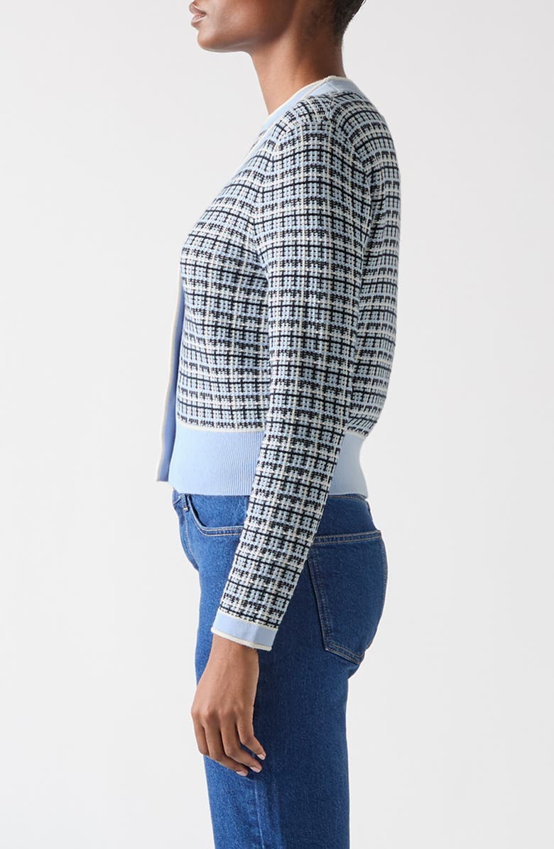 LK Bennett Honey Plaid Cotton Crop Cardigan, Alternate, color, 