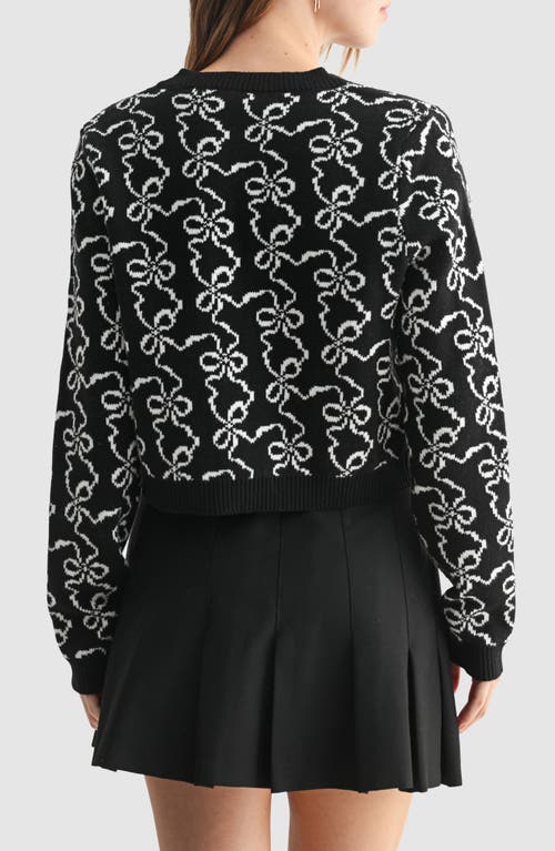 Lush Bows Cotton Blend Crop Cardigan In Multi