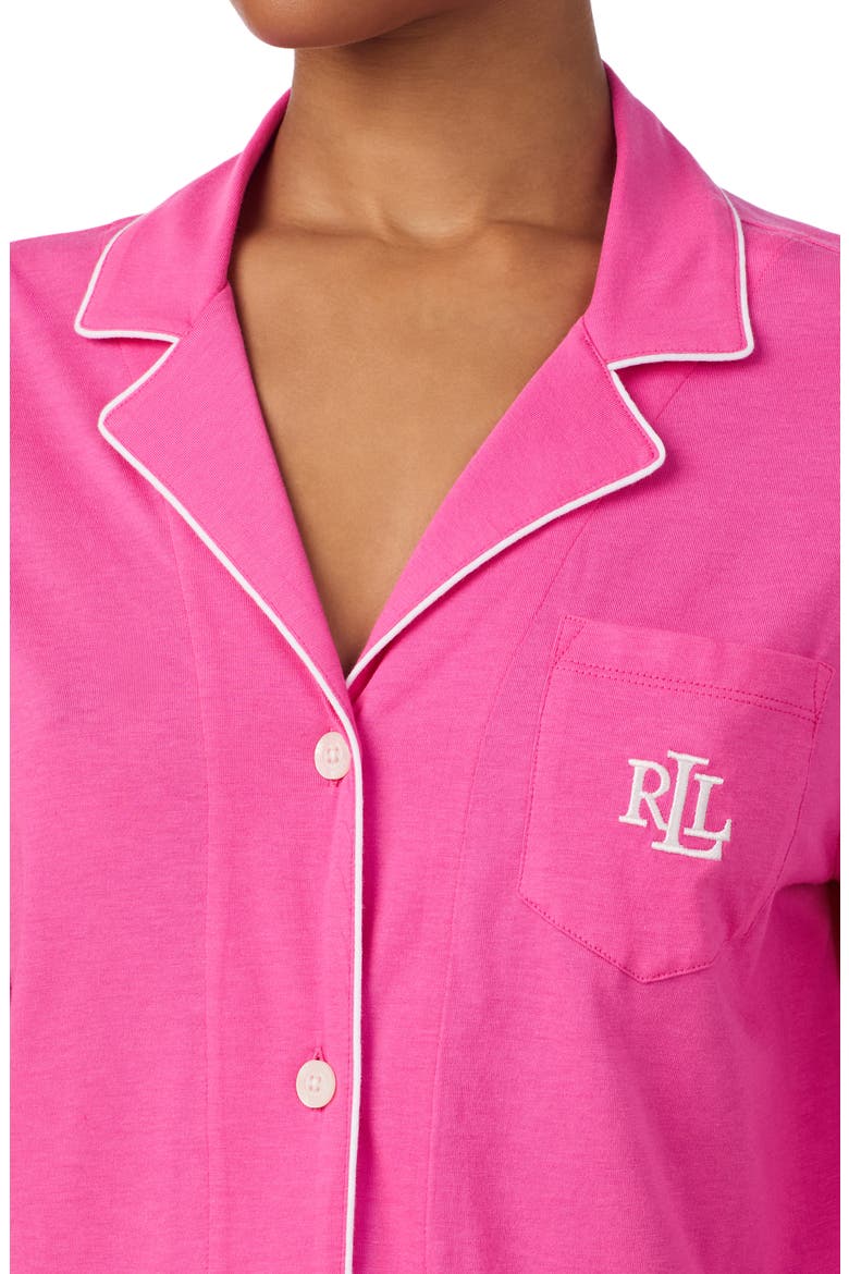 Notch Collar Long Pajamas, Alternate, color, DARK PINK