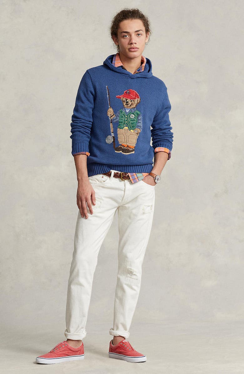 Polo Ralph Lauren Polo Bear Embroidered Hooded Sweater, Alternate, color, 