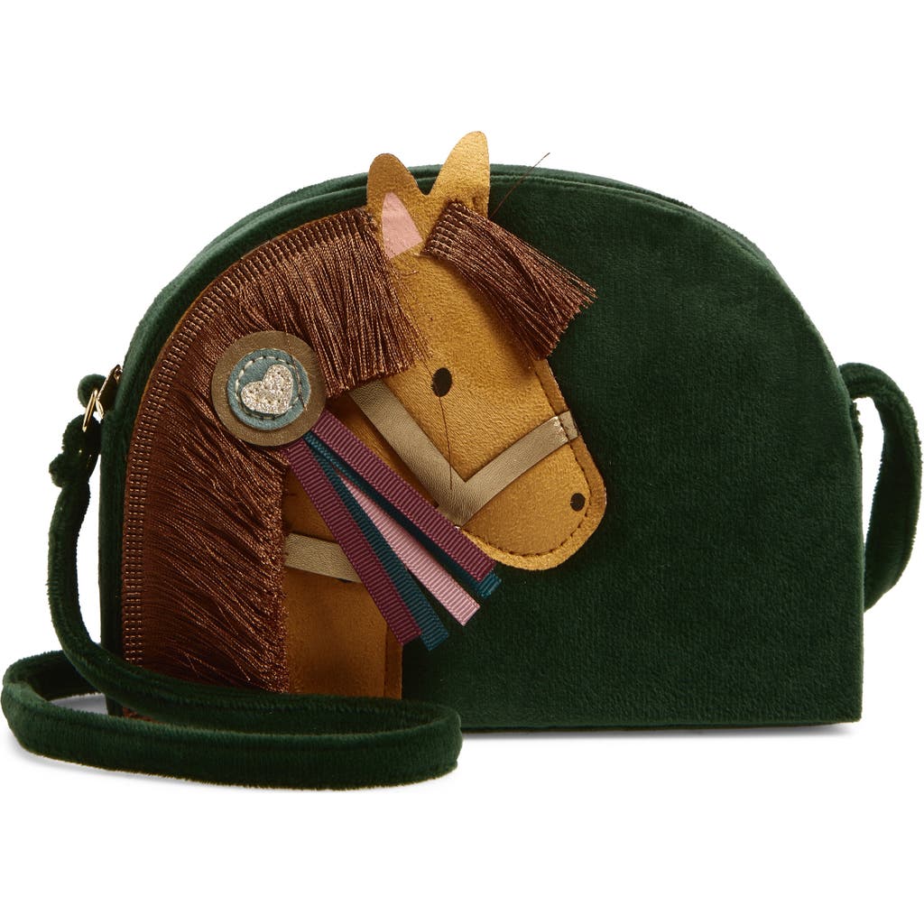 Mimi & Lula Kids' Pony Pal Velvet Crossbody Bag in Green  product