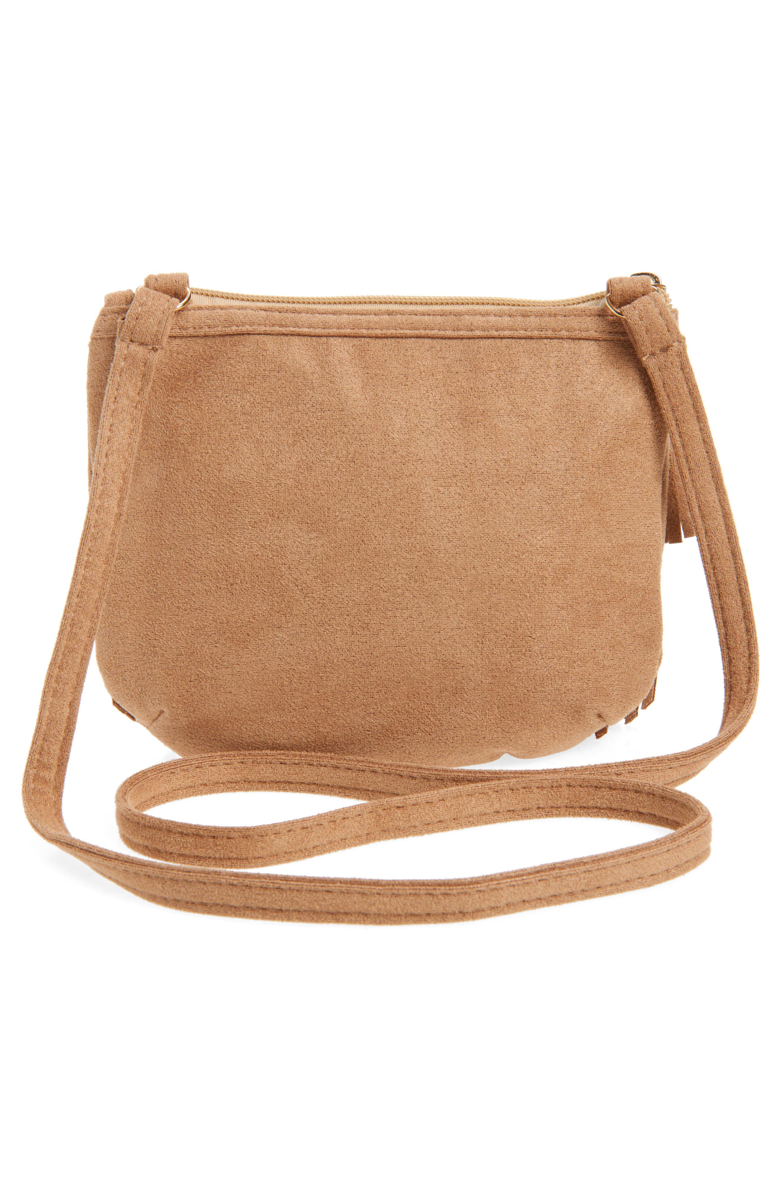 Capelli New York Kids' Faux Suede Fringe Crossbody Bag, Alternate, color, Natural