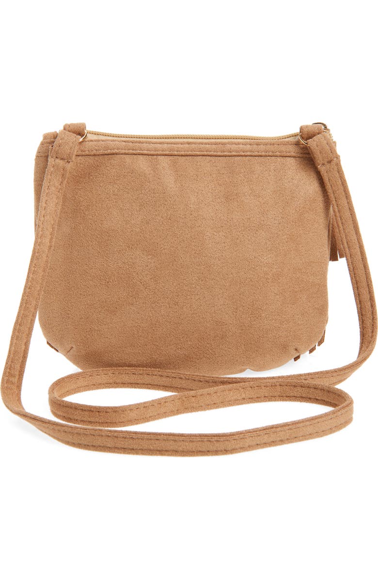Capelli New York Kids' Faux Suede Fringe Crossbody Bag, Alternate, color, Natural