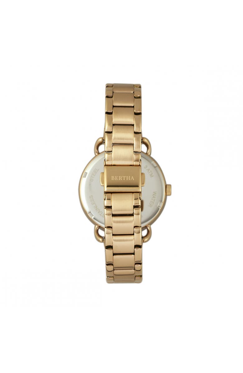 BERTHA Gwen Leather-Band Watch w/Day/Date, Alternate, color, Gold