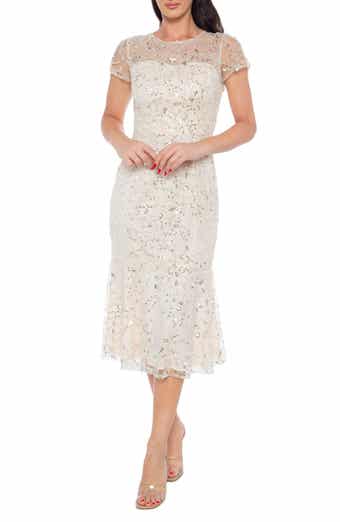Marina Beaded Cap Sleeve Midi Dress