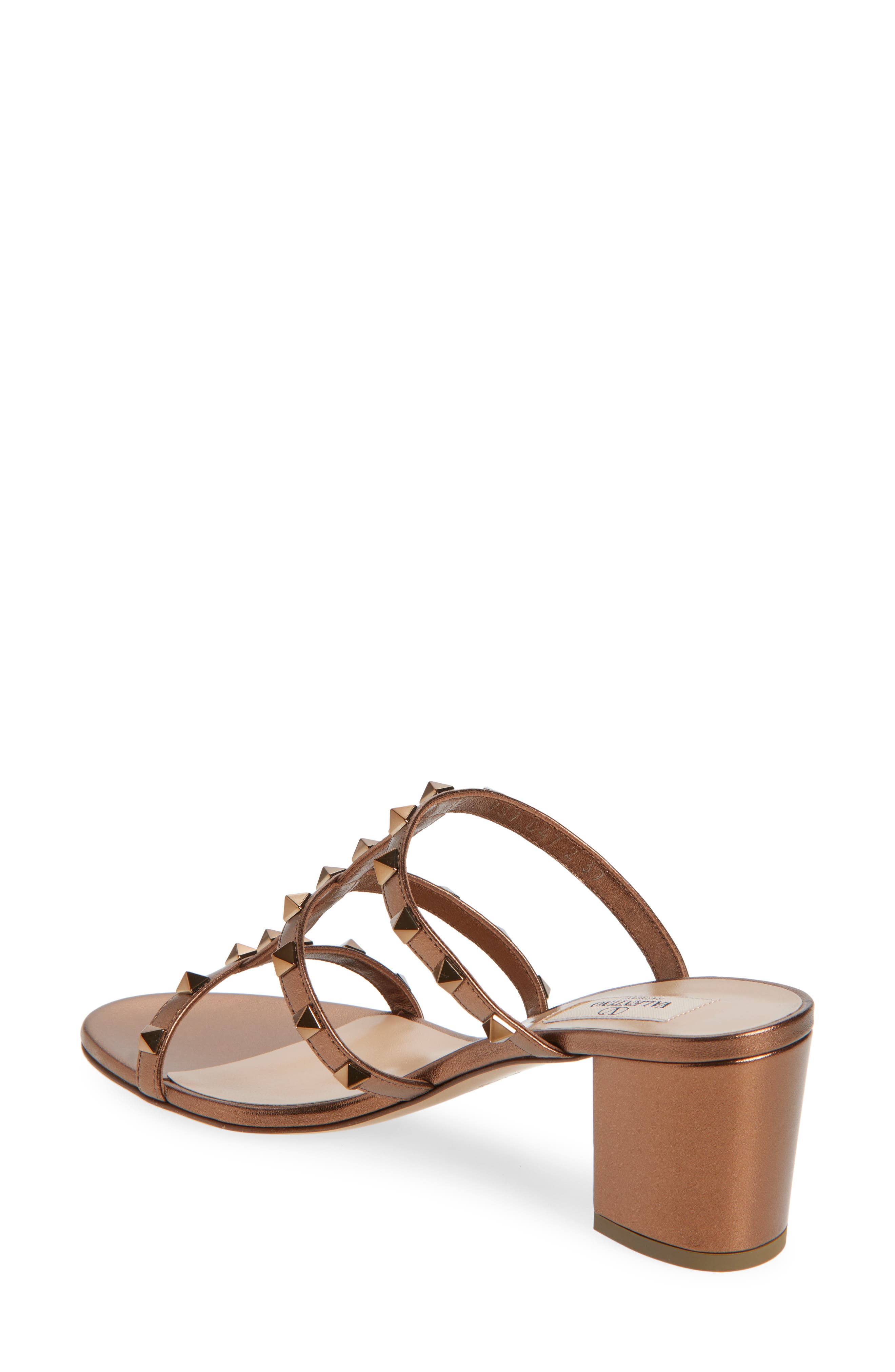 Valentino Garavani Rockstud Slide Sandal, Alternate, color, Bronze