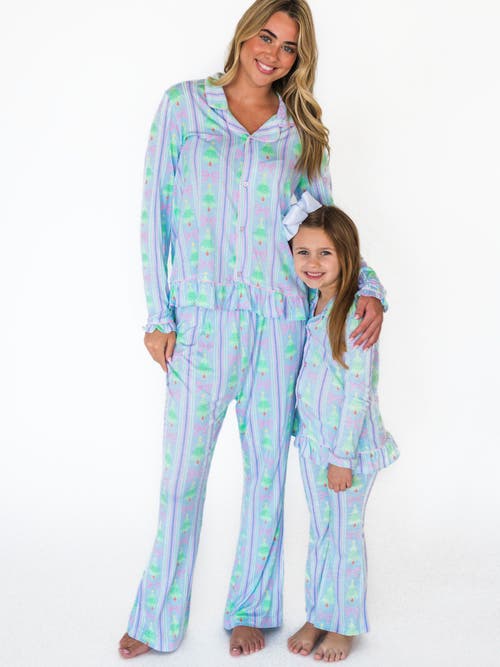 Rufflebutts Ruffle Flare Pajama Set In Blue