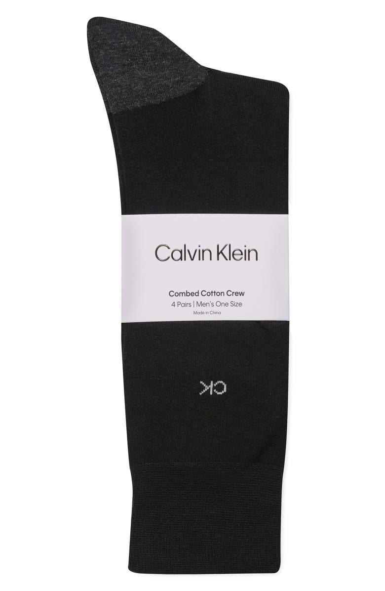 Calvin Klein Assorted 4-Pack Cotton Blend Crew Socks, Alternate, color, Black Assorted