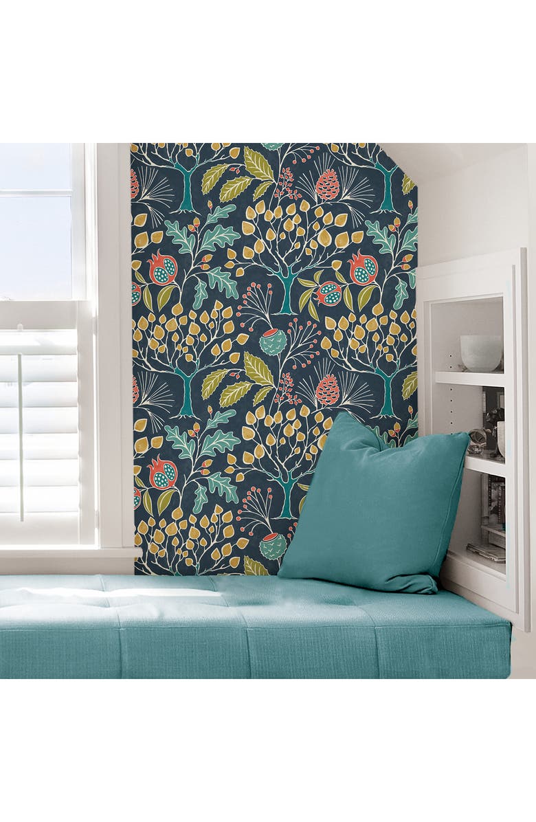 Wallpops Groovy Garden Navy Peel & Stick Wallpaper, Alternate, color, 