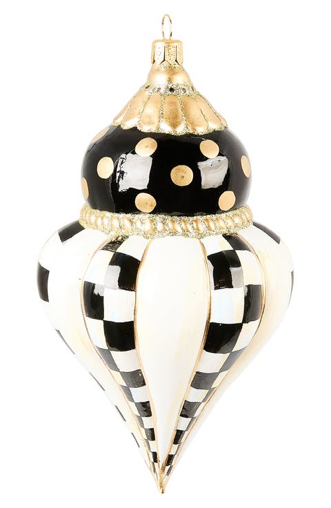 Courtly Noel Fluted Drop Glass Ornament