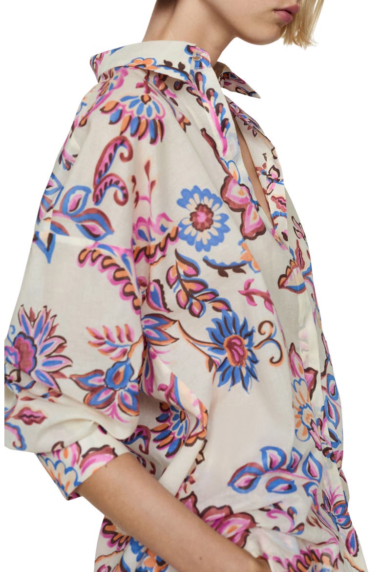 Floral Button-Up Shirt, Alternate, color, ECRU