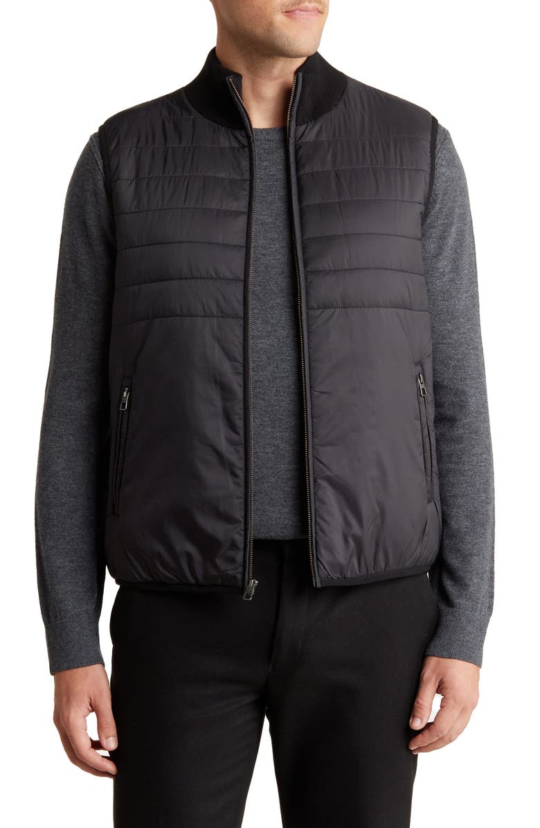 Bruno Magli Channel Quilt Wool Blend Vest, Main, color, 