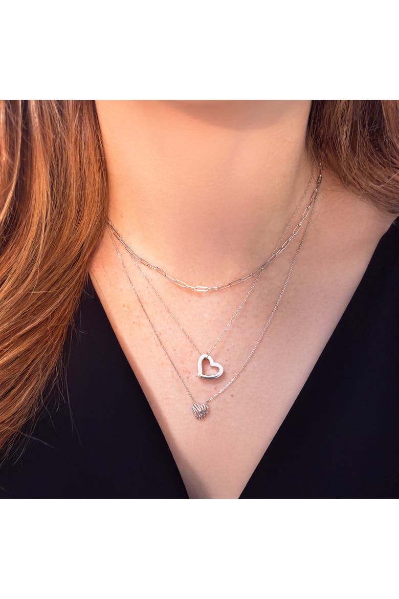 Mini Paperclip Link Chain Necklace, Alternate, color, White Gold