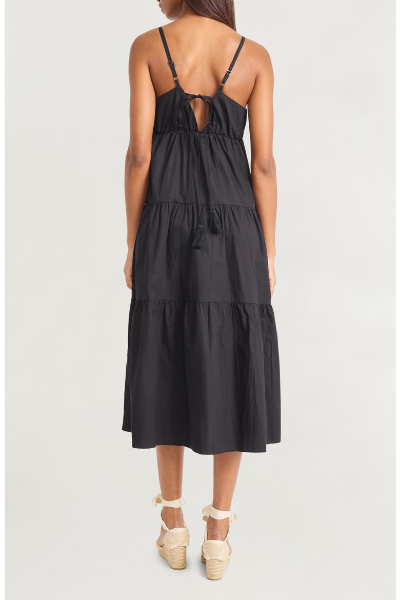 Tiered Midi Dress, Alternate, color, BLACK