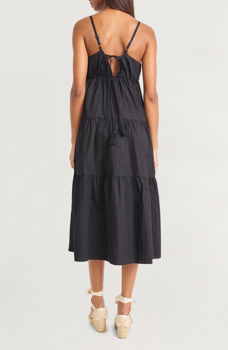 The Good Journey Tiered Midi Dress, Alternate, color, Black