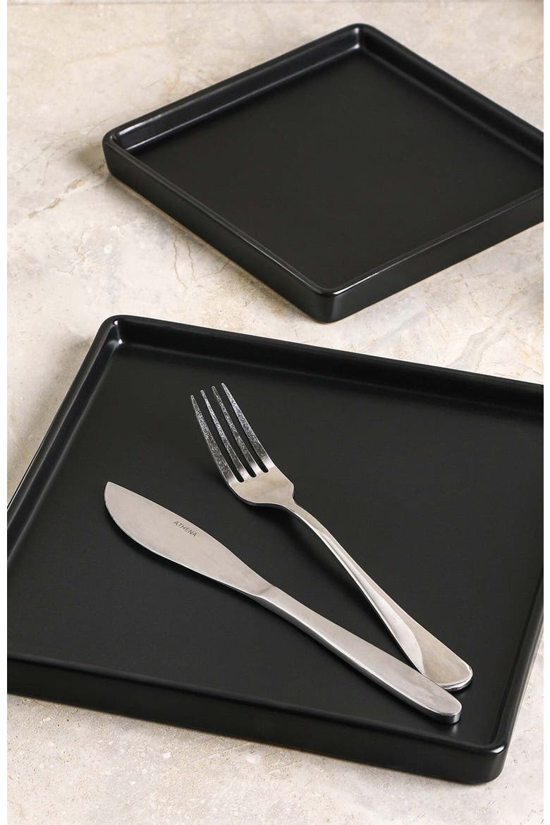 Grace Stoneware 4-Piece Dinner Plate Set, Alternate, color, Black Matte