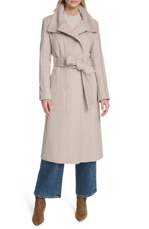 Slick Asymmetric Zip Wool Blend Coat