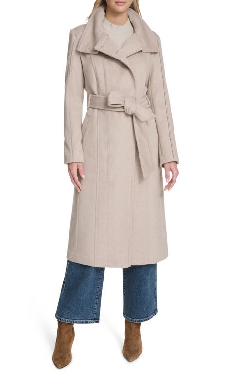 Cole Haan Slick Asymmetric Zip Wool Blend Coat In Neutral