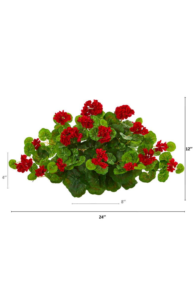 NEARLY NATURAL 24-in Geranium Artificial Ledge Plant, Alternate, color, Red/Green
