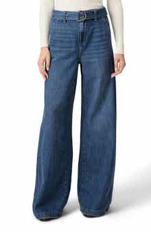 PAIGE Cameron High Waist Wide Leg Belted Jeans