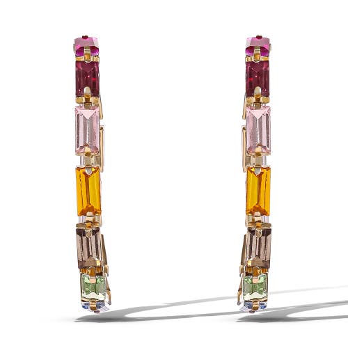 Jessica Simpson Multicolor Gemstone Hoop Earrings In Gold
