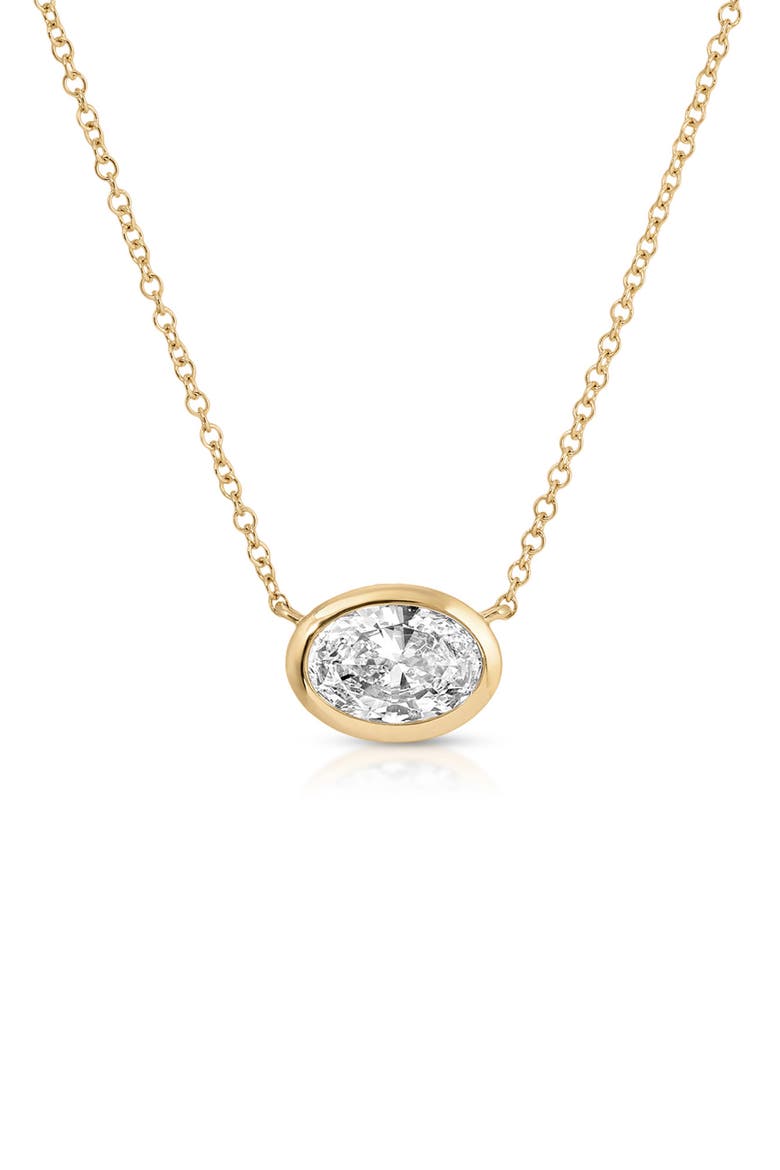 14k Gold Lab Grown Oval Diamond Floating Bezel Necklace, Main, color, 14K YELLOW GOLD