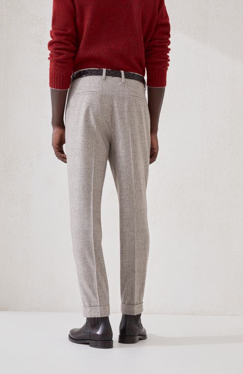 Brunello Cucinelli Straight Trousers With Belt Loops And Cuffed Hem In Brown