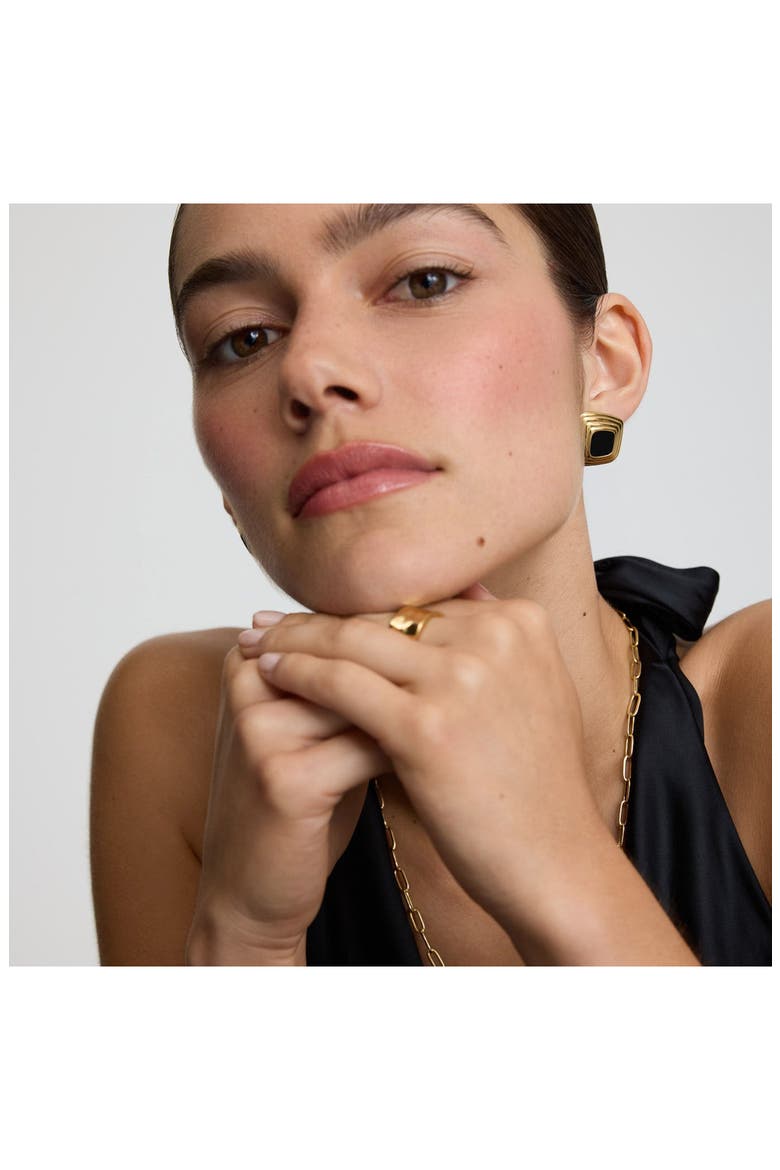 Tapered Statement Stud Earrings, Alternate, color, GOLD/ BLACK