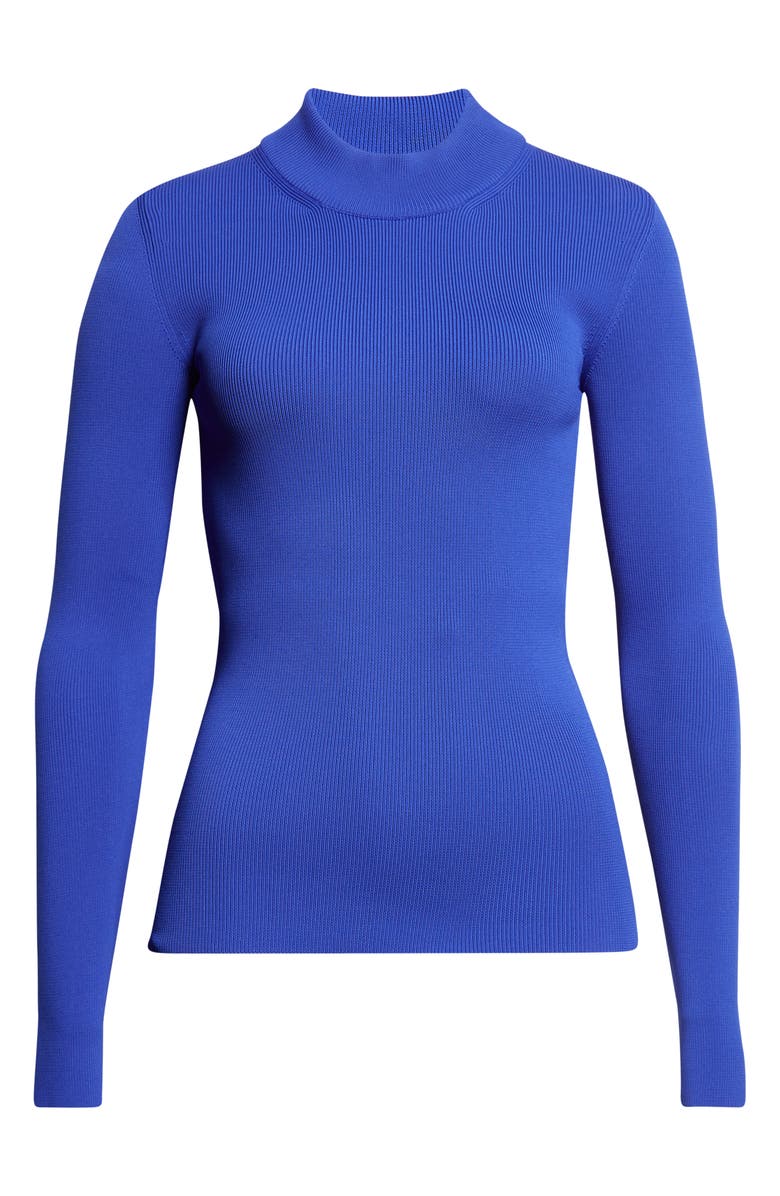 Jil Sander Technical Rib Mock Neck Sweater, Main, color, Bluebell