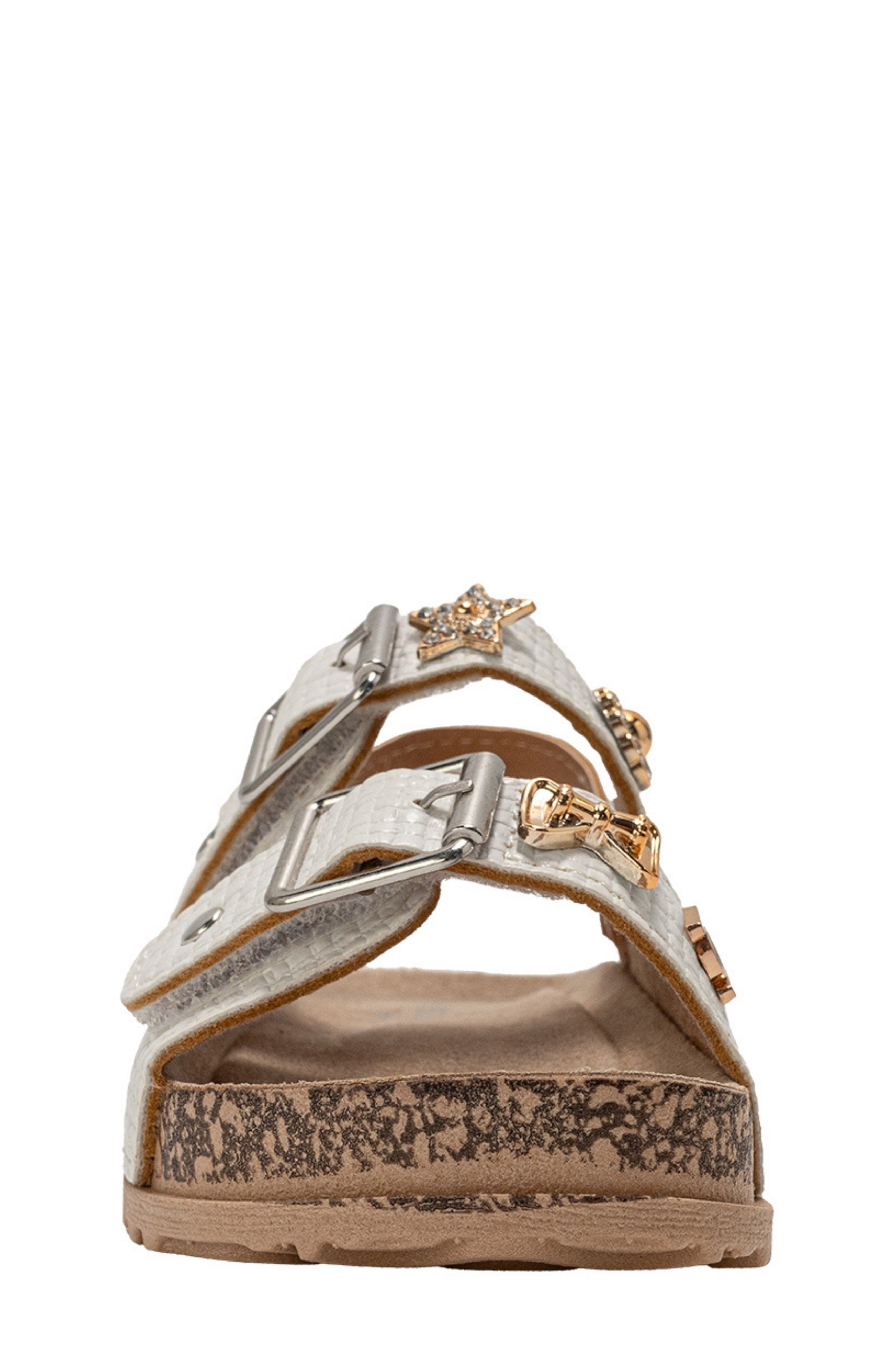 bebe Peached Double Strap Sandal, Alternate, color, White