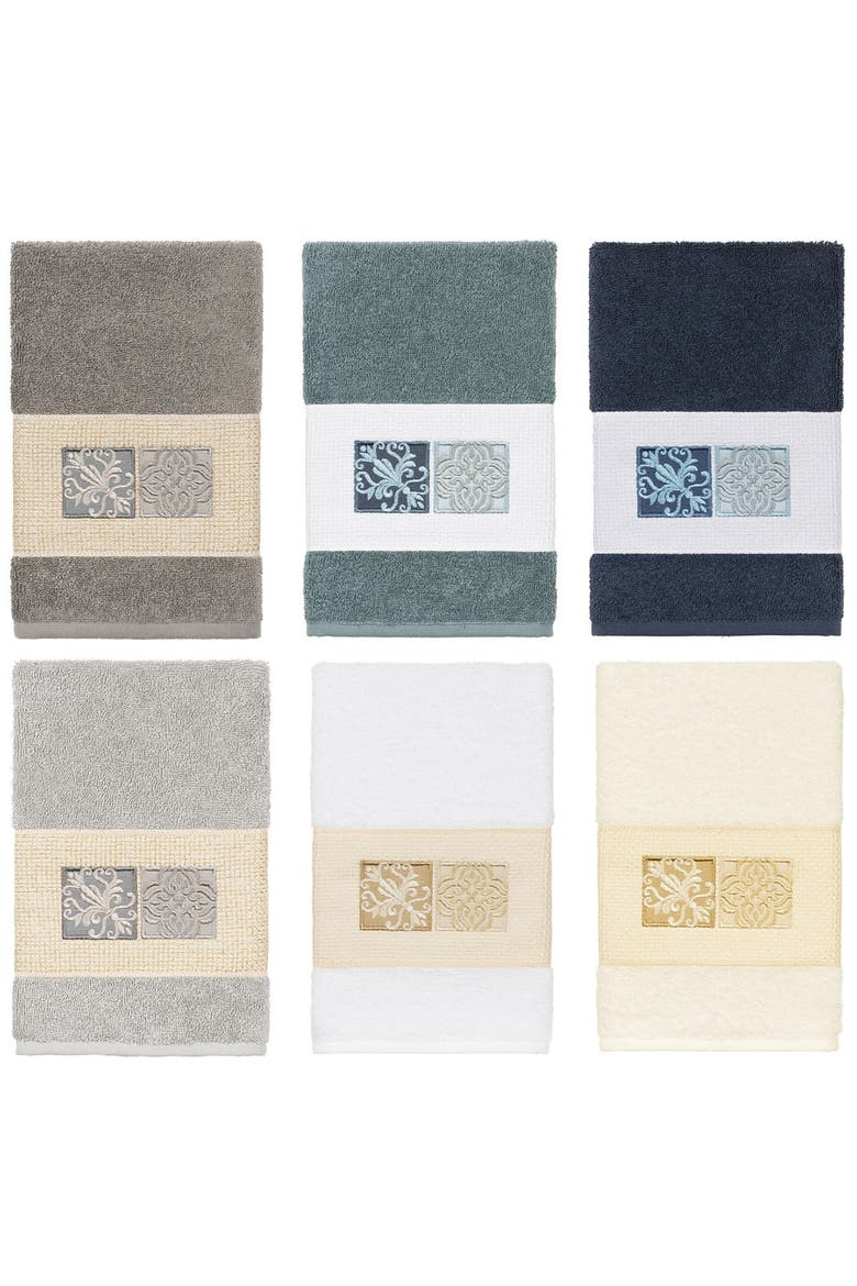 Vivian Embellished Hand Towel - White, Alternate, color, WHITE